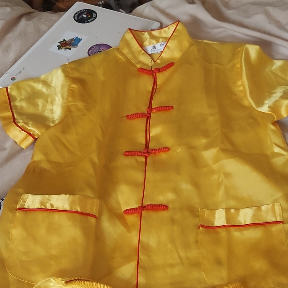 Asian messenger ensemble,canary,polyester/rayon